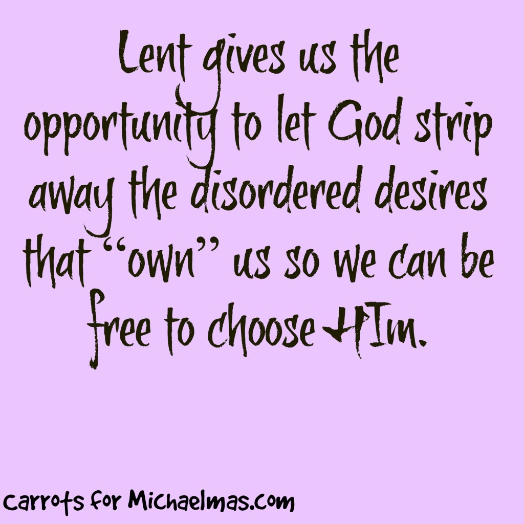 Lent gives us the opportunity to let God strip away the disordered desires that “own” us so we can be free to choose HIm.